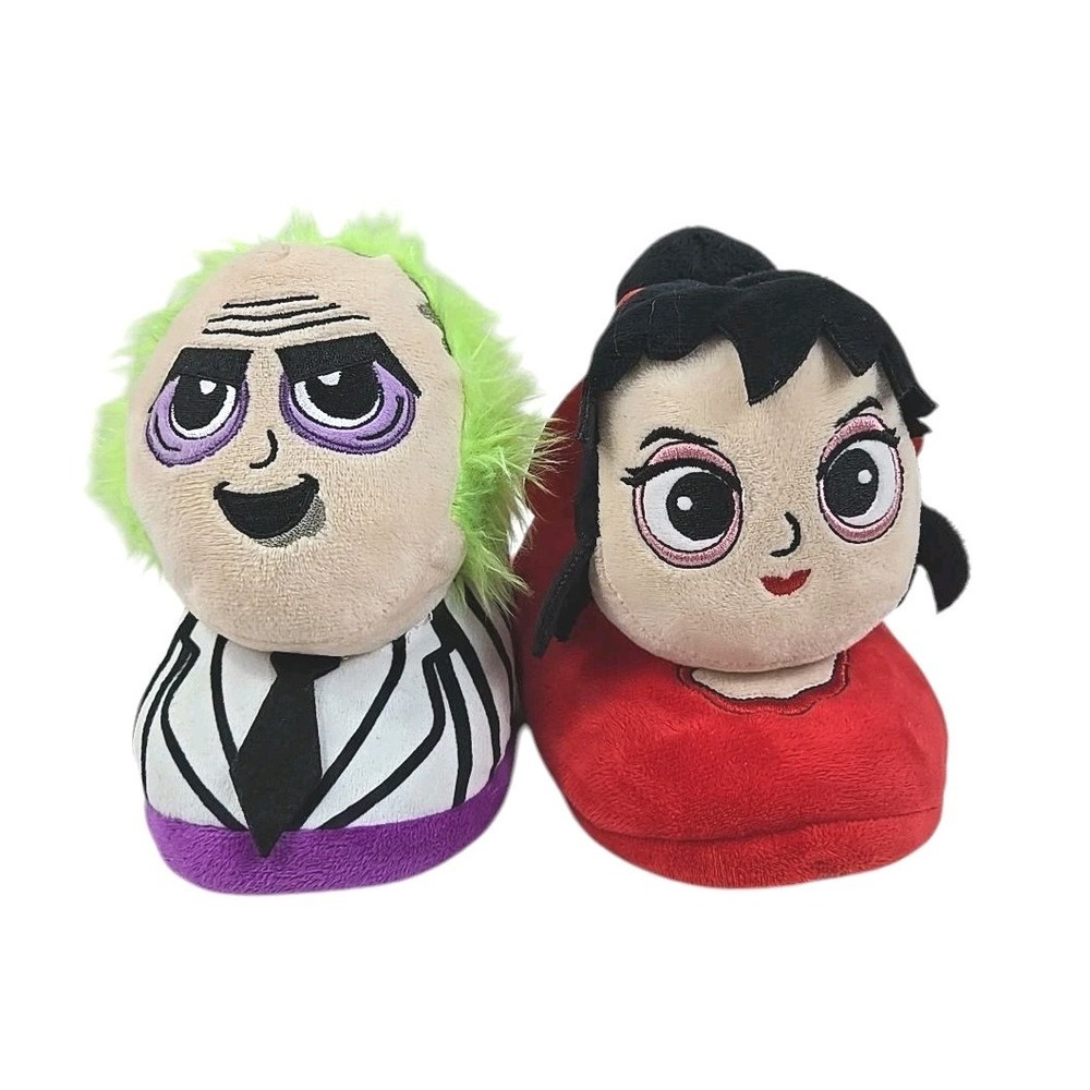 Ground Up Beetlejuice & Lydia Deetz Plush Slippers It's Show Time Size 9/10 EUC